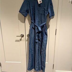 Blue Button-Up Maxi Dress